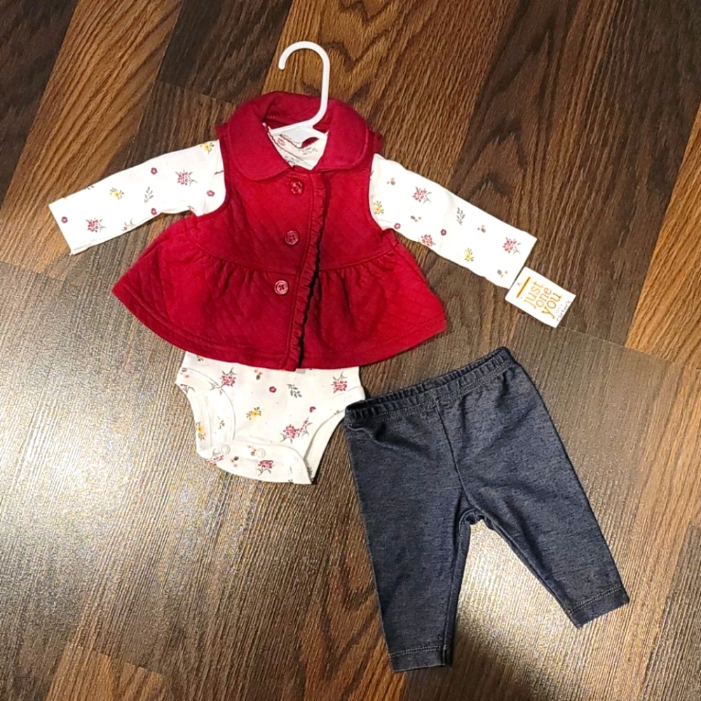 New Born Baby Girl 3 piece outfit NWT